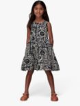 Whistles Kids' Sunman Sunshine Linen Blend Sleeveless Dress, Black/Multi, Black/Multi