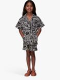 Whistles Kids' Linen Blend Sunman Sunny Shirt, Black/Multi