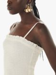 Whistles Lois Crinkle Fabric Frill Detail Top, Ivory, Ivory