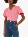 Whistles Maeve V-Neck Button Front Top, Pink