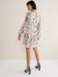 Phase Eight Everleigh Chiffon Floral Mini Dress, Ivory/Multi