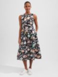 Hobbs Emilie Petite Floral Print Dress, Black/Multi, Black/Multi