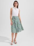Hobbs Melina Floral Print Skirt, White/Multi, White/Multi