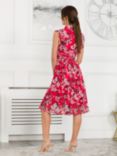 Jolie Moi Emily Frill Mesh Midi Dress, Red Floral