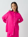Vivere By Savannah Miller Otis Satin Silk Oversized Shirt, Pink