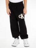 Calvin Klein Kids' Mono Logo Embroidered Towelling Joggers, Black