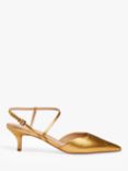 John Lewis Chi Chi Leather Asymmetric Strap Open Court Shoes, Gold