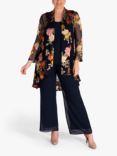 chesca Chrysanthemum Silk Devoree Swing Jacket, Multi