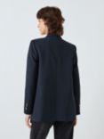 John Lewis Wool Blend Longline Double Breasted Blazer, Navy