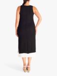 chesca Double Layer Sleeveless Midi Dress, Black/White