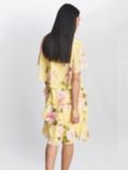 Gina Bacconi Edith Floral Print Tiered Dress, Yellow, Yellow