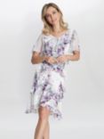 Gina Bacconi Kia Floral Print Tiered Dress, Ivory/Multi