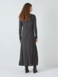 AND/OR Maly Plain Ruched Midi Dress, Black Marl