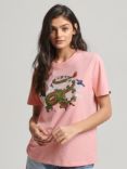 Superdry Vintage Logo Narrative T-Shirt, Peony Pink