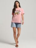 Superdry Vintage Logo Narrative T-Shirt, Peony Pink