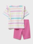 Crew Clothing Kids' Striped Longline Top and Cropped Leggings Set, Multi