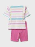 Crew Clothing Kids' Striped Longline Top and Cropped Leggings Set, Multi