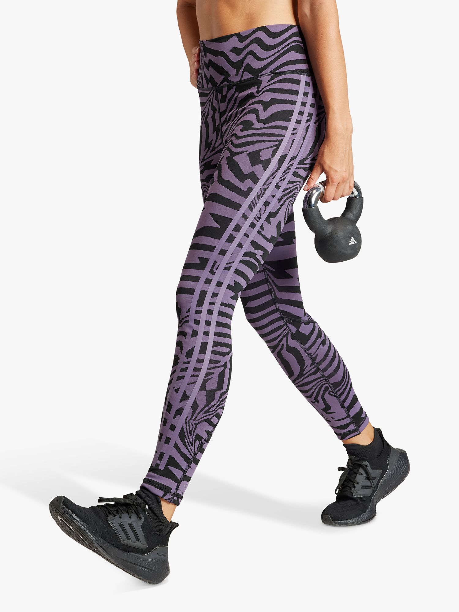 adidas Training leggings with large logo in purple