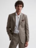 Reiss Kin Linen Single Breasted Suit Jacket, Stone
