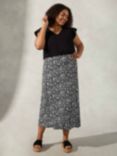 Live Unlimited Curve Mono Floral A-Line Skirt, Black/White