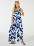 Ro&Zo Palm Print Culotte Jumpsuit, Blue