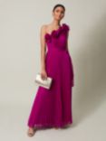 Phase Eight Collection 8  Minnie One Shoulder Pleated Maxi Dress, Magenta