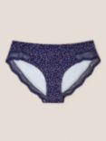 White Stuff Geometric Print Lace Trim Shortie Knickers, Navy/Multi