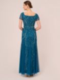 Adrianna Papell Beaded Mermaid Dress, Teal Sapphire