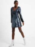 French Connection Bisma Sequin Mini Dress, Gunmetal