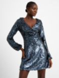 French Connection Bisma Sequin Mini Dress, Gunmetal