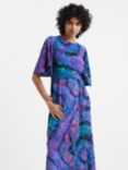 French Connection Gabriella Abstract Print Midi Dress, Blue Depths
