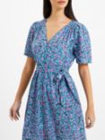 French Connection Alezzia Floral Mini Dress, Jaded Teal