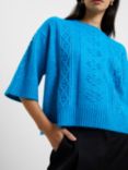 French Connection Kitty Boxy Batwing Jumper, Blue Jewel