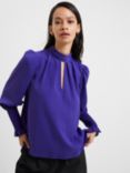 French Connection Crepe High Neck Top, Cobalt Violet