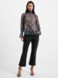 French Connection Anye Hallie High Neck Top, Blackout/Multi