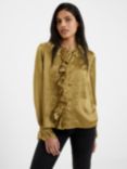 French Connection Aleeya Satin Lace Detail Blouse, Nutria