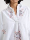 French Connection Embroidered Popover Blouse, Linen White