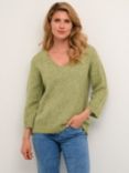 KAFFE Alioma V-Neck Jumper, Mosstone Melange