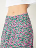 HUSH Tammy Watercolour Floral Midi Skirt, Pink/Green, Pink/Green