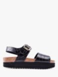 V.GAN Vegan Clove Crocodile Print Footbed Sandals, Black