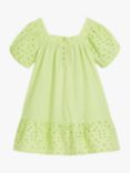 Whistles Kids' Broderie Trapeze Dress, Lime