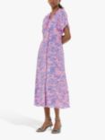 Whistles Dandelion Floral Midi Dress, Pink/Multi, Pink/Multi