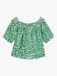 Whistles Kids' Smooth Leopard Trapeze Top, Green/Multi