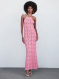Mango Cute Halterneck Knit Dress, Pastel Pink