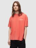 AllSaints Underground T-Shirt, Ruby Red/Cala Whte