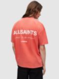 AllSaints Underground T-Shirt, Ruby Red/Cala Whte