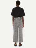 Whistles Petite Optical Rope Print Cropped Trousers, Black/White