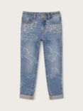 Monsoon Kids' Unicorn Print Cotton Jeans, Blue