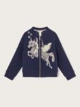 Monsoon Kids' Sequin Unicorn Quilted Jacket, Navy