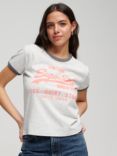 Superdry Neon Vintage Logo T-Shirt, Yellow Marl, Glacier Grey Marl